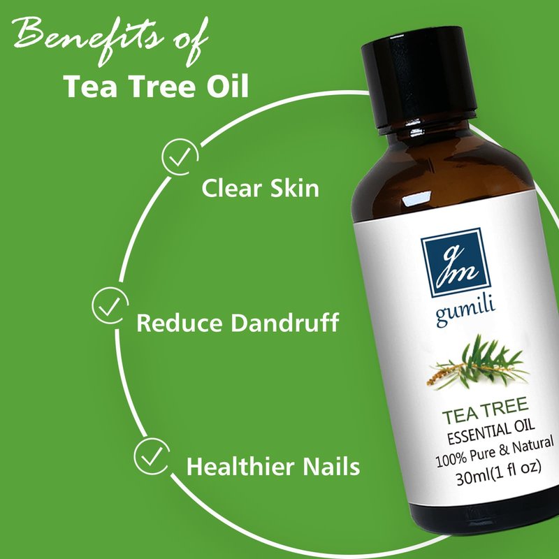GM Gumili Tea Tree Oil for Skin, Hair, Nails, Face Body Wash, Foot Soak, Spray, 100% Pure Tea Tree Essential Oil - 30ml