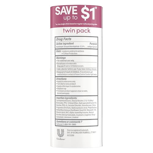 Dove Advanced Care Antiperspirant Caring Coconut, 2 Count Deodorant Stick for Women, for 48 Hour Protection And Soft And Comfortable Underarms, 2.6 oz