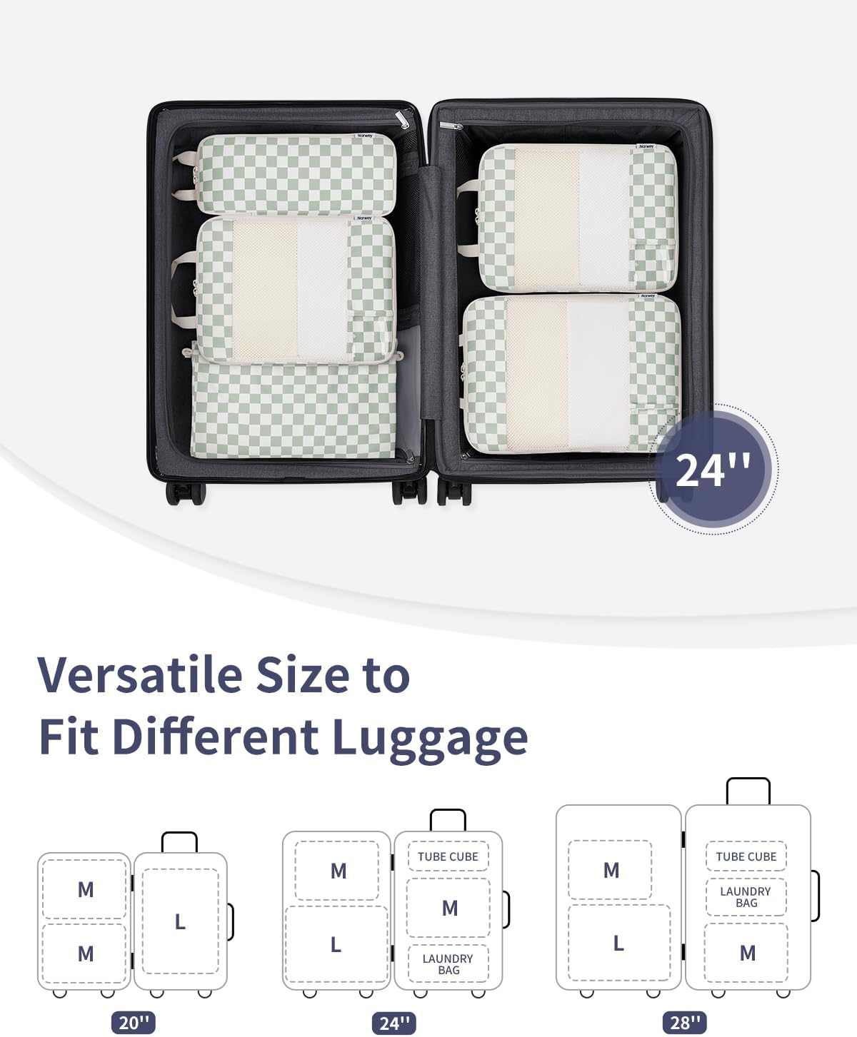 Compression Packing Cubes Set for Travel | Durable Luggage Organizer Bags - 6 Piece Set for Men & Women