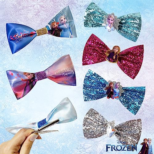 Luv Her Frozen 2 Girls 7-Piece Hair Bow Set - Non-Slip Ties