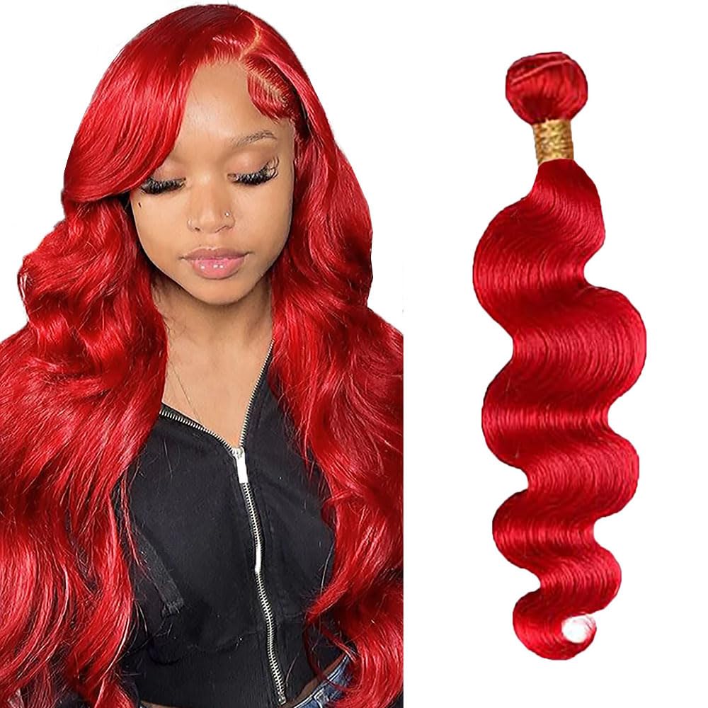 Red Bundles Human Hair Red Body Wave Bundle 20 Inch Unprocessed Virgin Double Weft Burgundy Bundle Hair Extensions