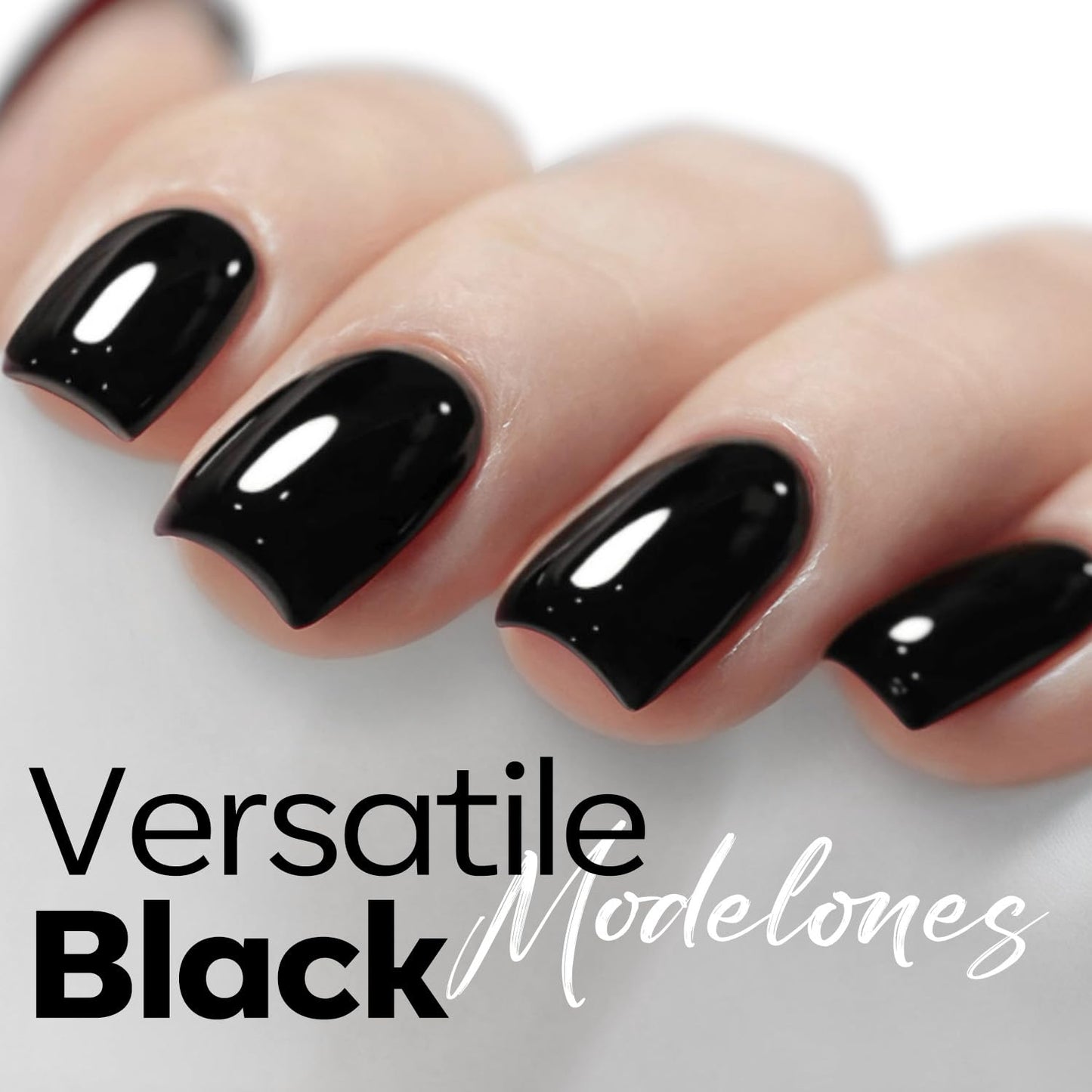 Modelones Black Gel Nail Polish - High Gloss Soak Off 15ml | DIY Manicure at Home