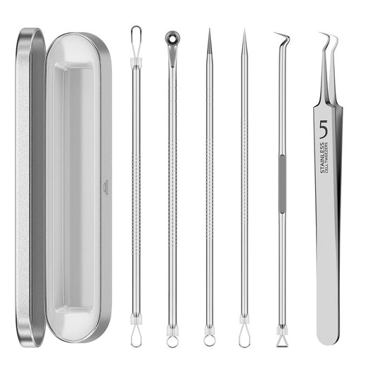 Blackhead Remover Pimple Popper Tool Kit 6 Pcs Blackhead Remover Tools Kit with Storage Case Pimple Popper Tool kit for Face Nose Deep Cleansing Pimple Extractor for Quick and Easy Removal of Pimples