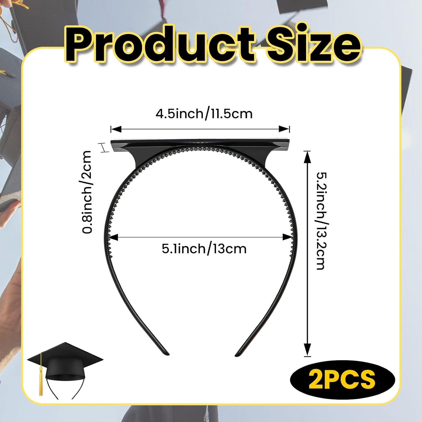 Graduation Cap Headband - 2-Pack Hair Secure Style | Perfect Graduation Gift