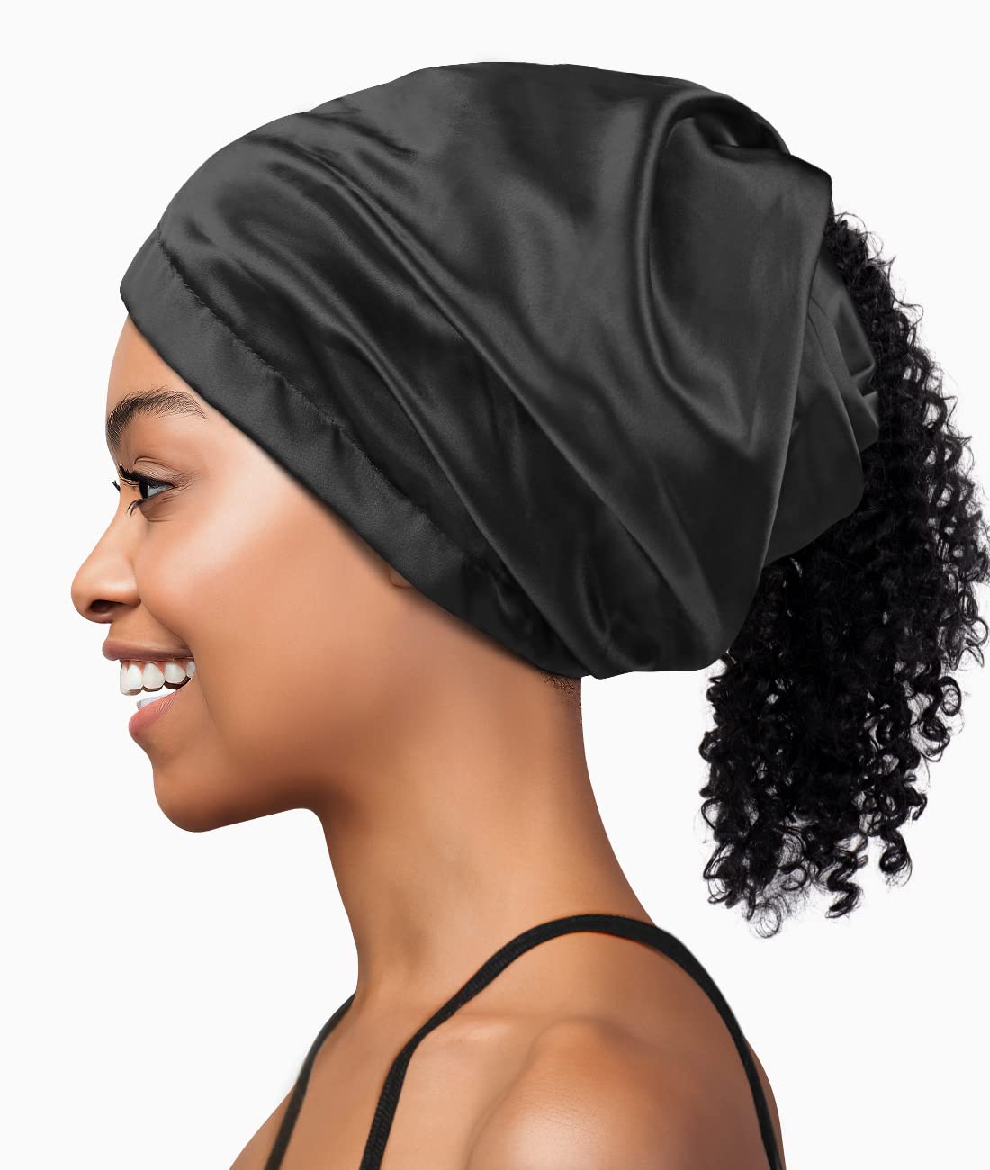 Women's Slouchy Beanie Chemo Hat - Soft Satin Sleep Cap in Burgundy
