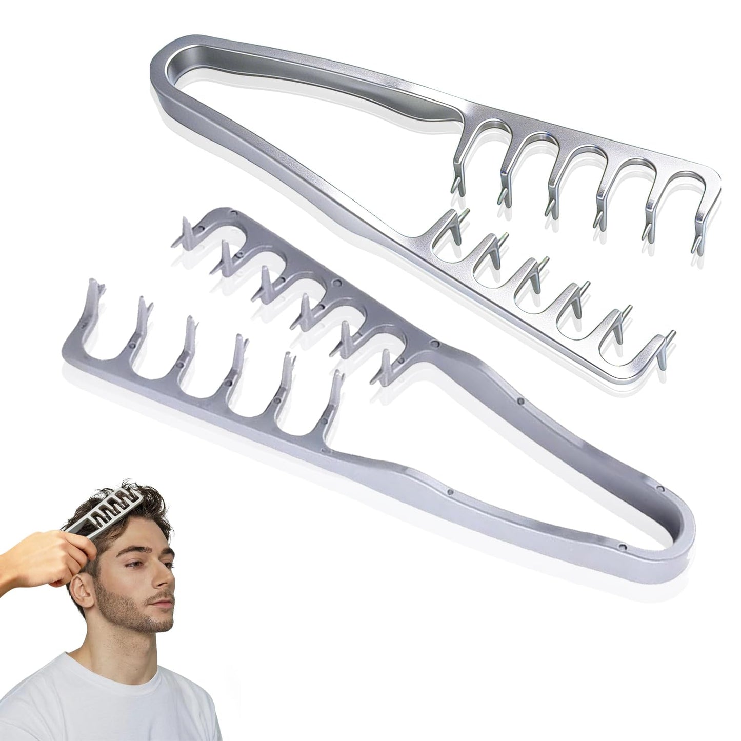 Texturizing Comb Set - Volumizing Hair Styling Tool for Fluffy Layered Hairstyles | 2 Pcs Wide-Tooth Design