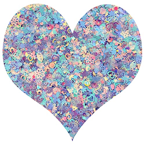 Holographic Nail Glitter Sequins - Heart, Star & Butterfly Shapes (50g)