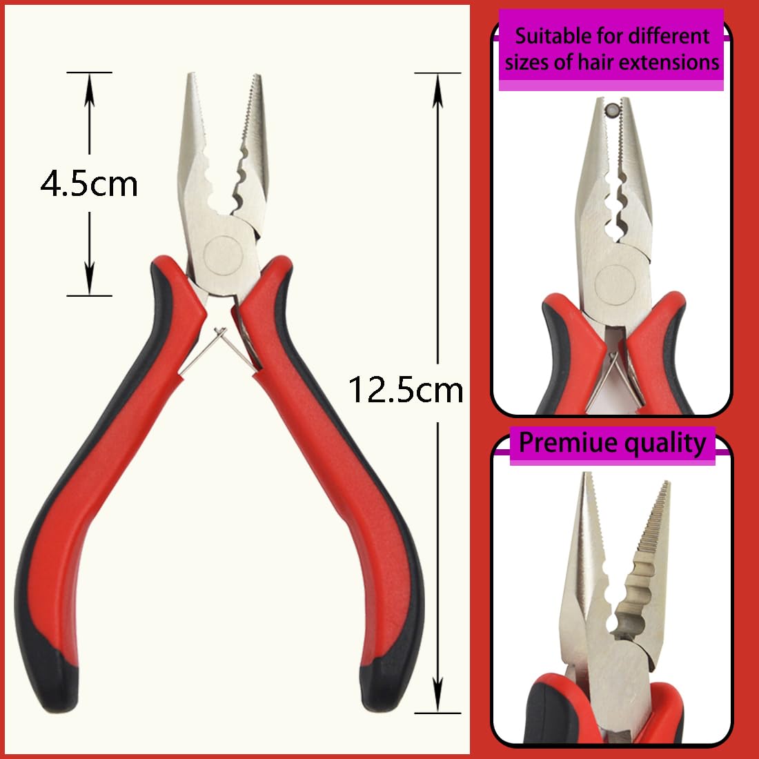 Hair Extensions Pliers 3 Holes Mini Opener Removal Tool for Micro Nano Ring Hair Extensions