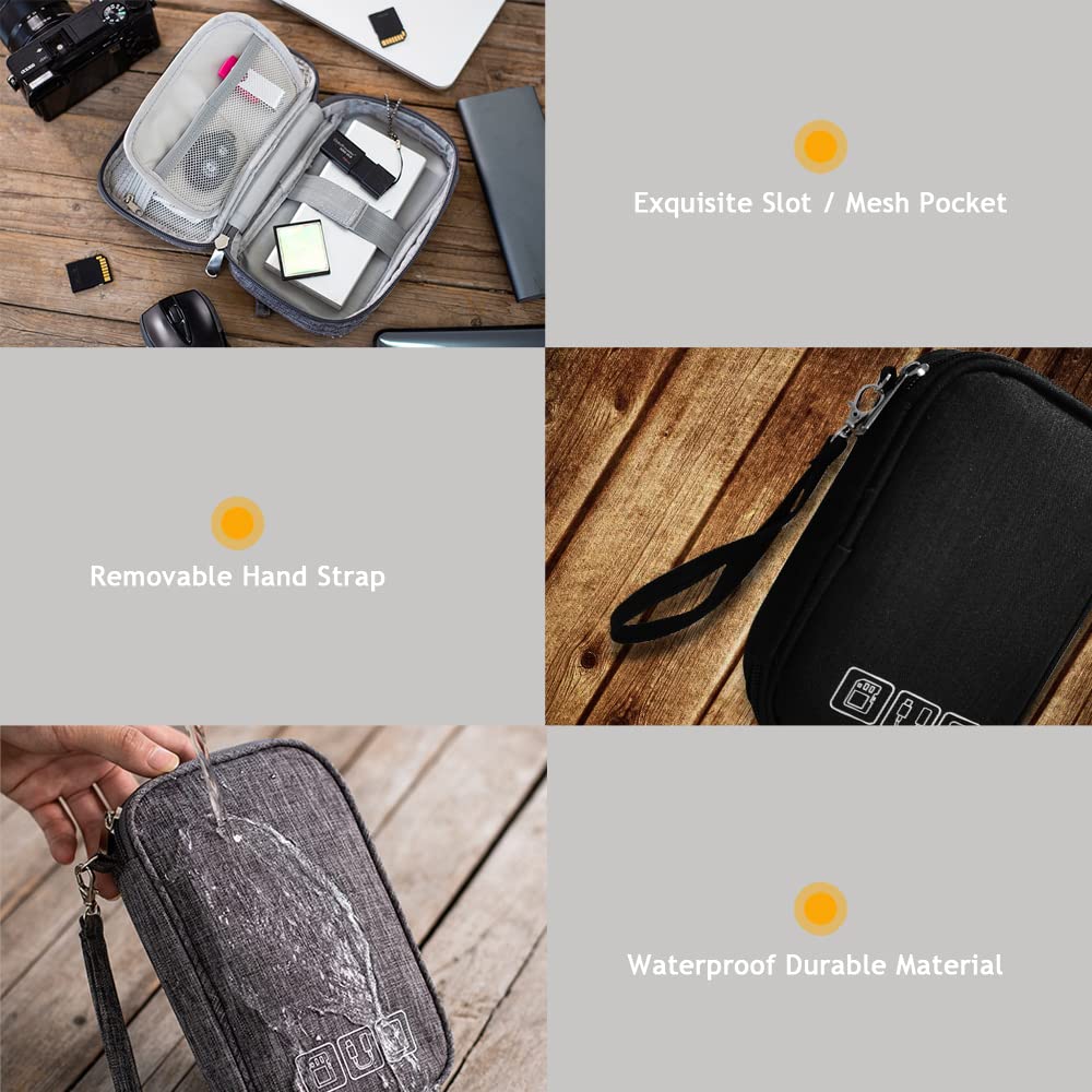 DUMEALAGR Electronic Organizer Bag Cable Organizer Travel Cord Organizer Case Pouch Portable Carrying Case for Charger Hard Drive Earphone USB SD Card (Black)
