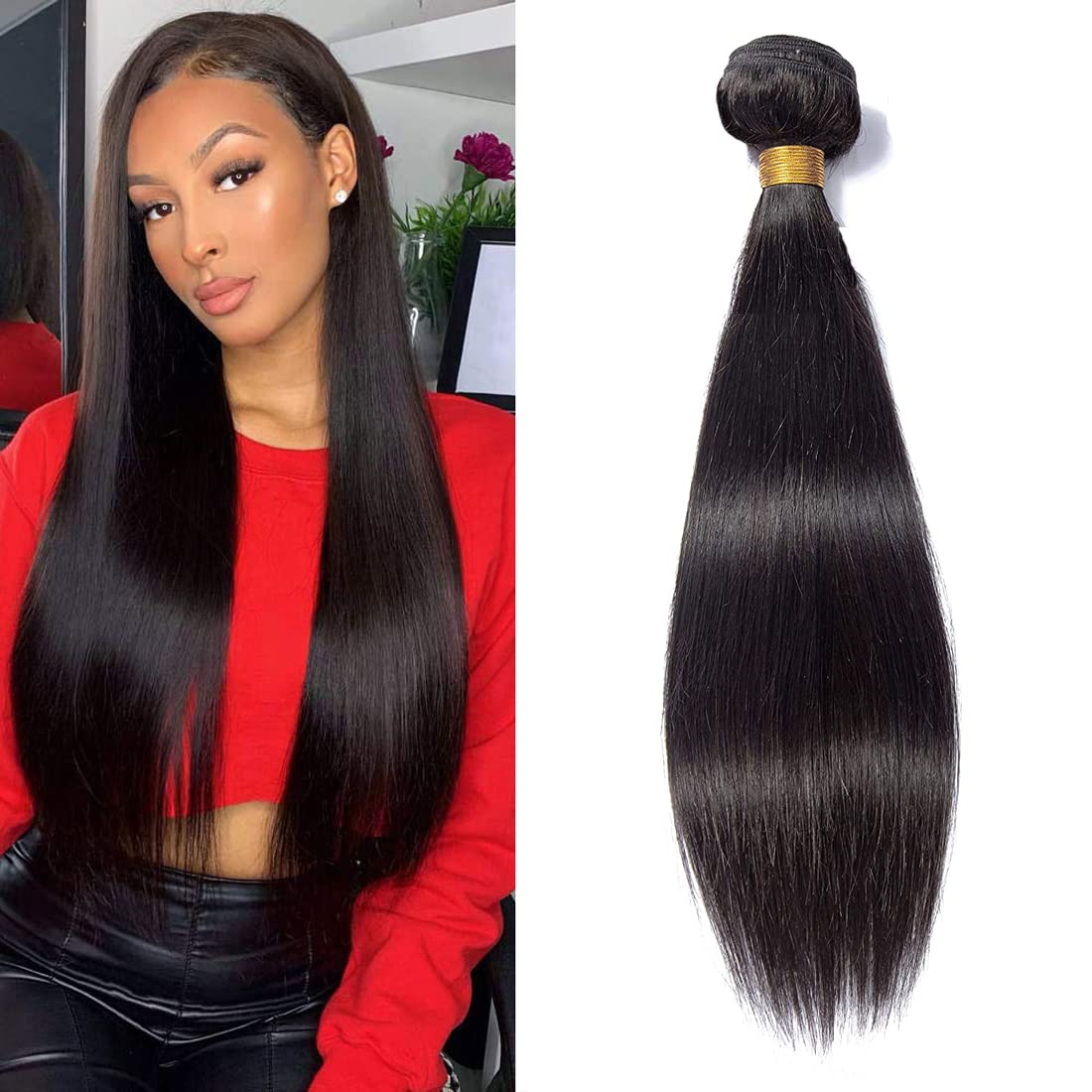 HeioWuio Straight Brazilian Remy Hair 1 Bundles Extensions For Women Weaves Double Weft Human Bundles 26 Inch
