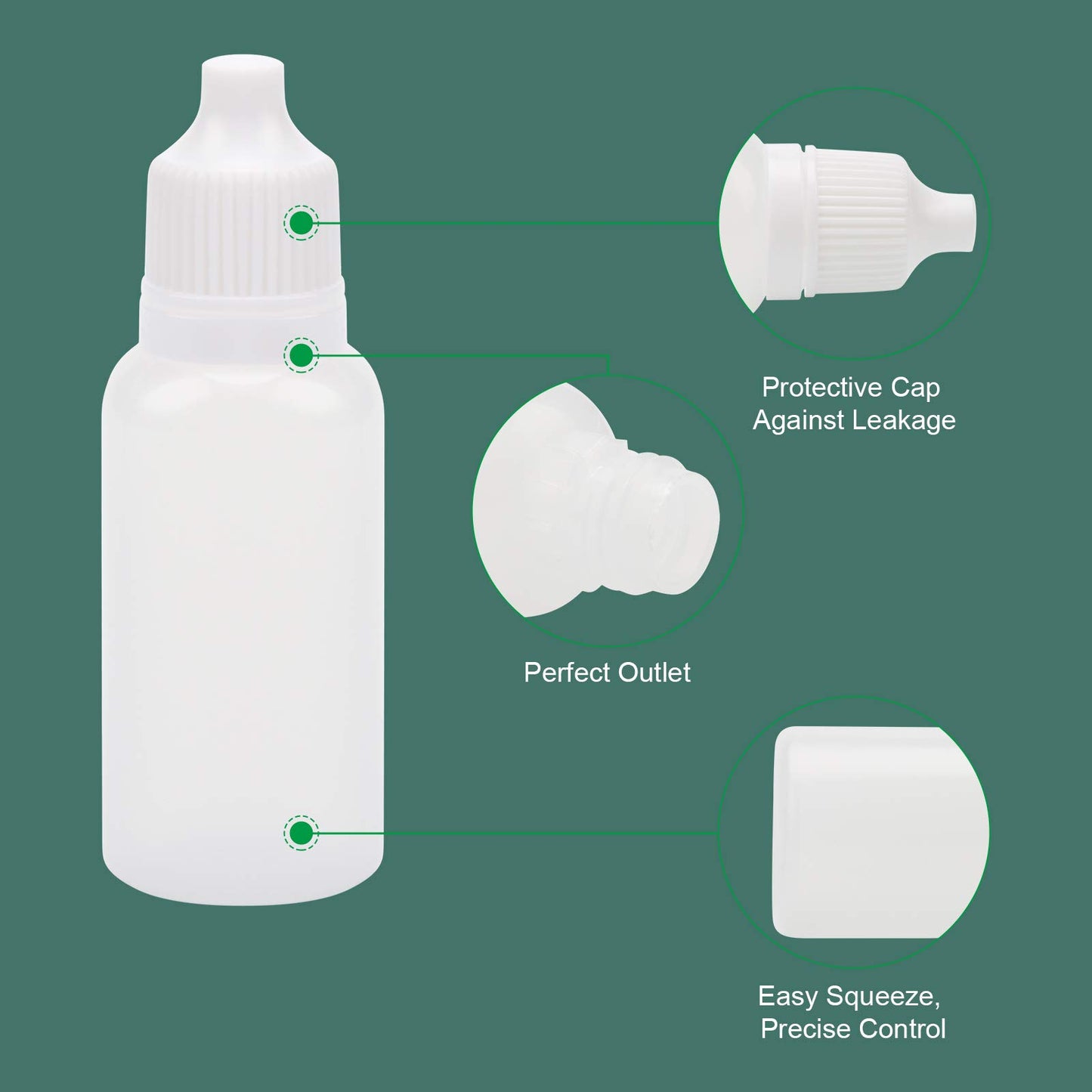 AHIER Plastic Eye Dropper Bottle, 15ml Squeezable LDPE Bottle with Childproof Cap, Leak-Proof for Eye Drops and Liquids, 50 Count