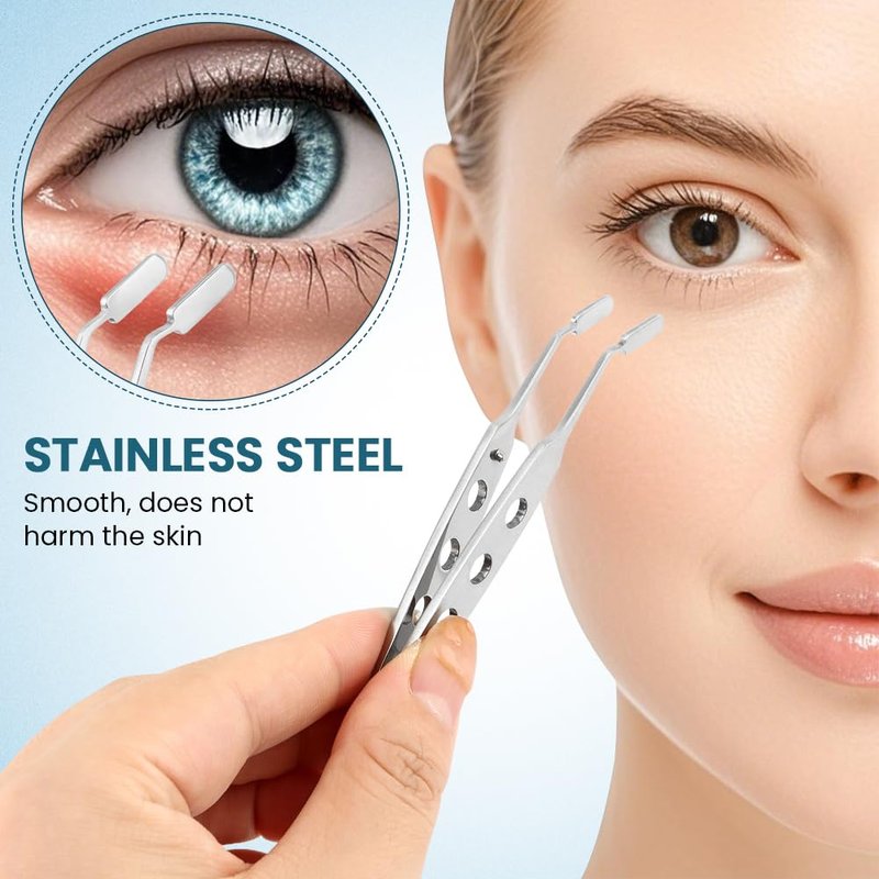 Meibomian Gland Expressor, Stainless Steel Eyelid Massage Tweezers, Professional Forceps Dryeye Extraction Tool for Men Women, Eye Care Tool For Dry Eyes(Square Tip,SIZE:3 * 10)