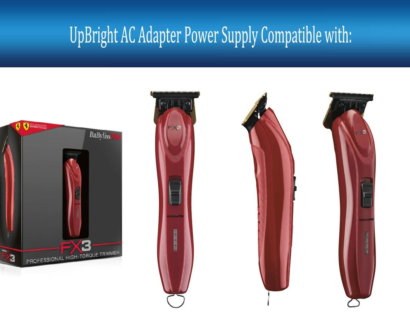 UpBright AC/DC Adapter Compatible with BaByliss PRO FXX3T FX3 FX 3 Collection Professional High-Torque Cordless Hair Trimmer BabylissPro DSA-12PF09-12FUS 120100 (R) 12V Power Supply Battery Charger
