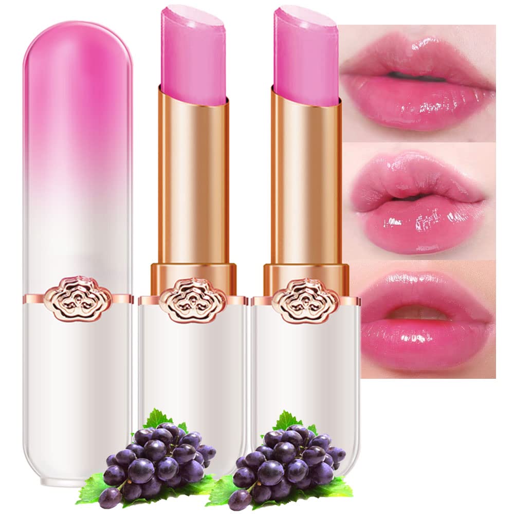 Blueberry Tinted Lip Balm Set - PH Color Changing Lipstick Balm for Women | Long-Lasting Light Pink Tint