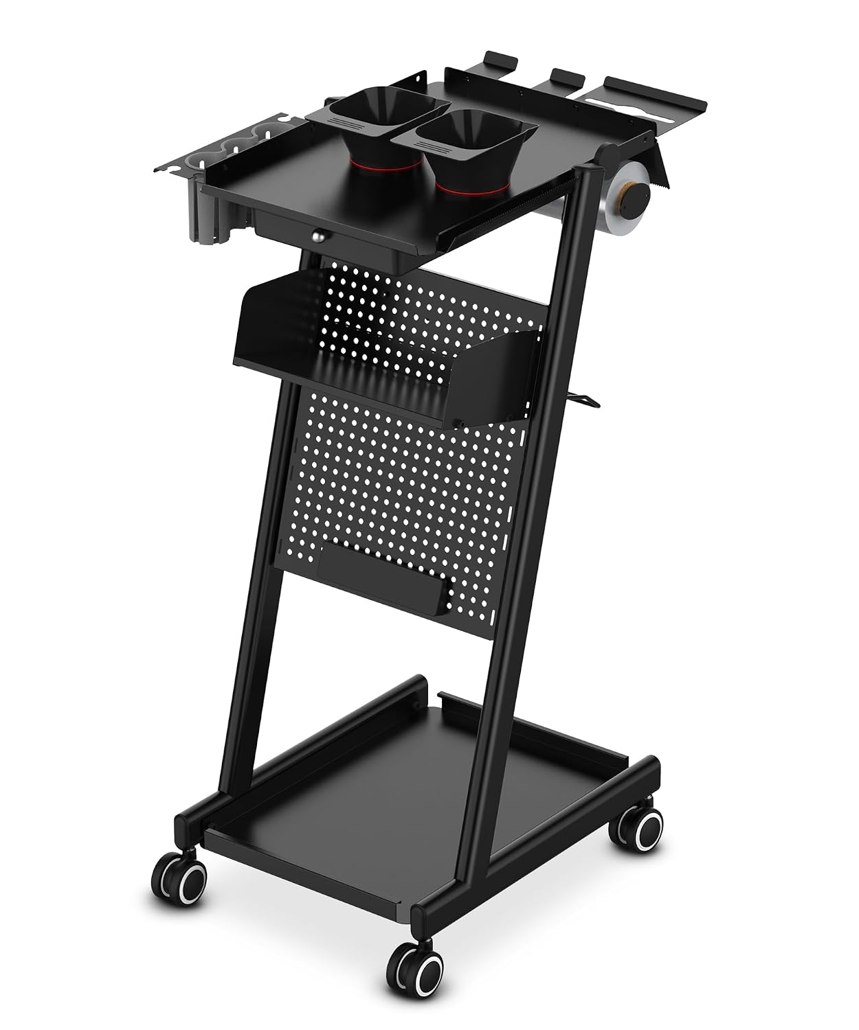 Premium Pegboard Trolley Cart - Multifunctional Rolling Tray with 360° Mute Wheels | Mobile DIY Workstation for Tattoo & Beauty Spa