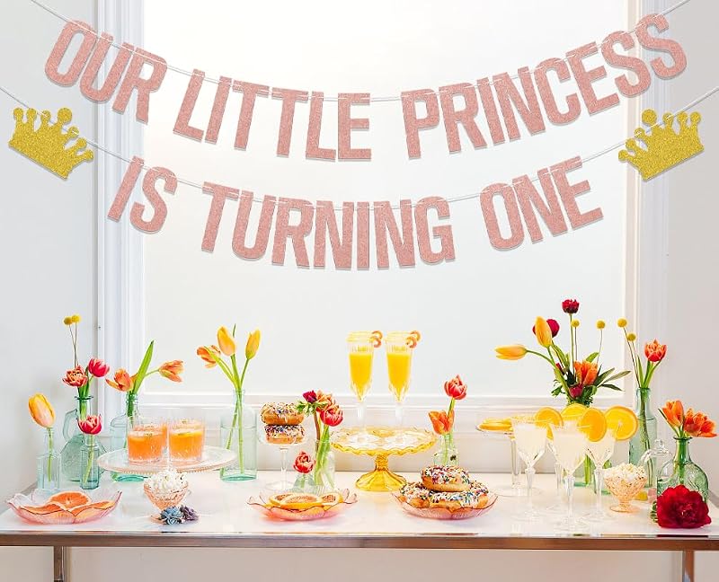 Our Little Princess Is Turning One Banner - 1st Birthday Decoration