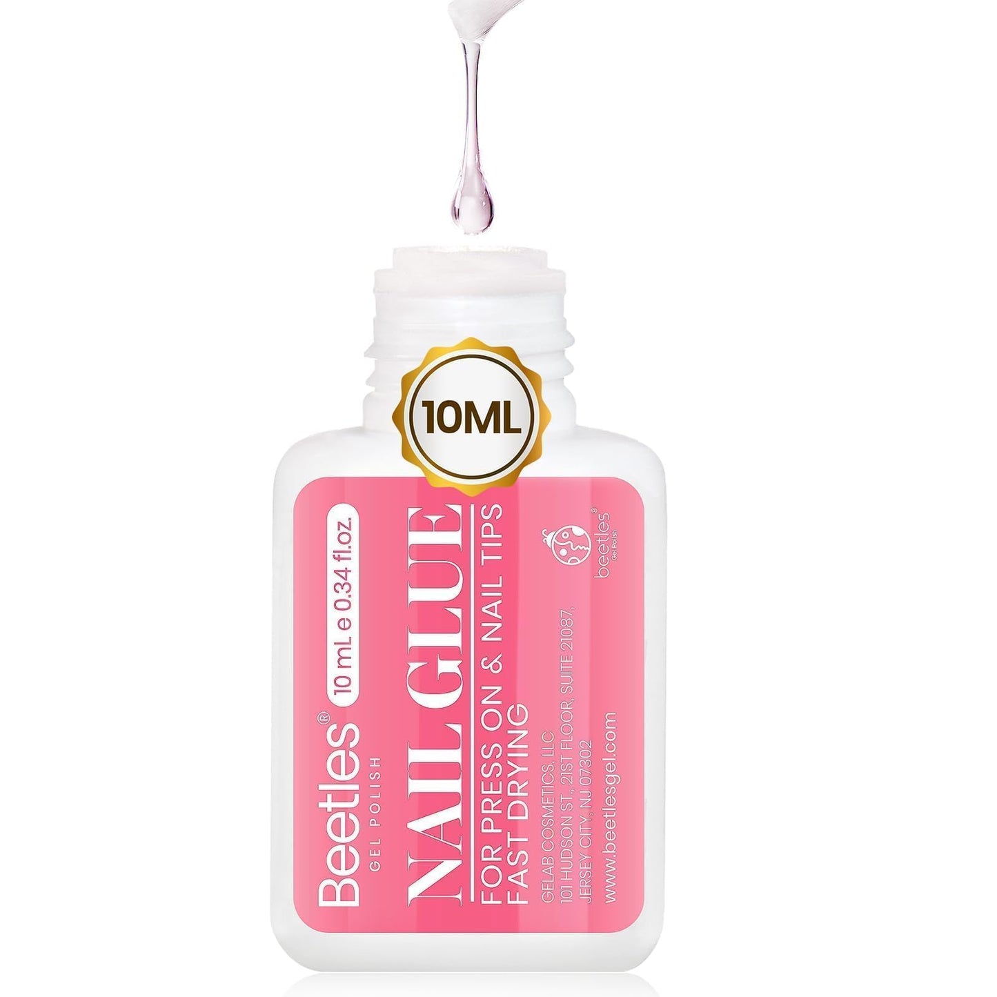 Beetles 10ML Super Strong Nail Glue for Press Ons, Nail Tips, Acrylic Nails, No UV Light Needed, Nail Bond Brush in Nail Glue for Press On Nails Fake Nails Long Lasting for Beginners DIY Home