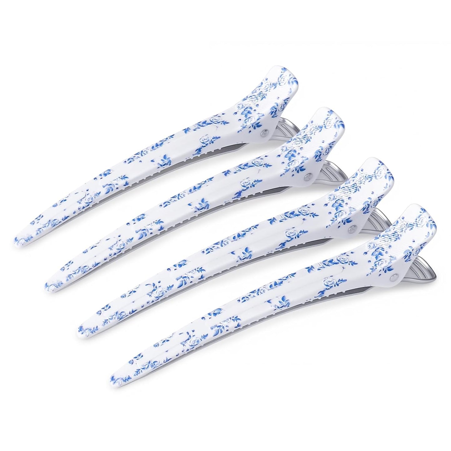 4.8" Hair Clips for Styling - No-Crease Duckbill Clips with Silicone Band for Thick, Curly Hair | 6-Pack, Desert Titanium