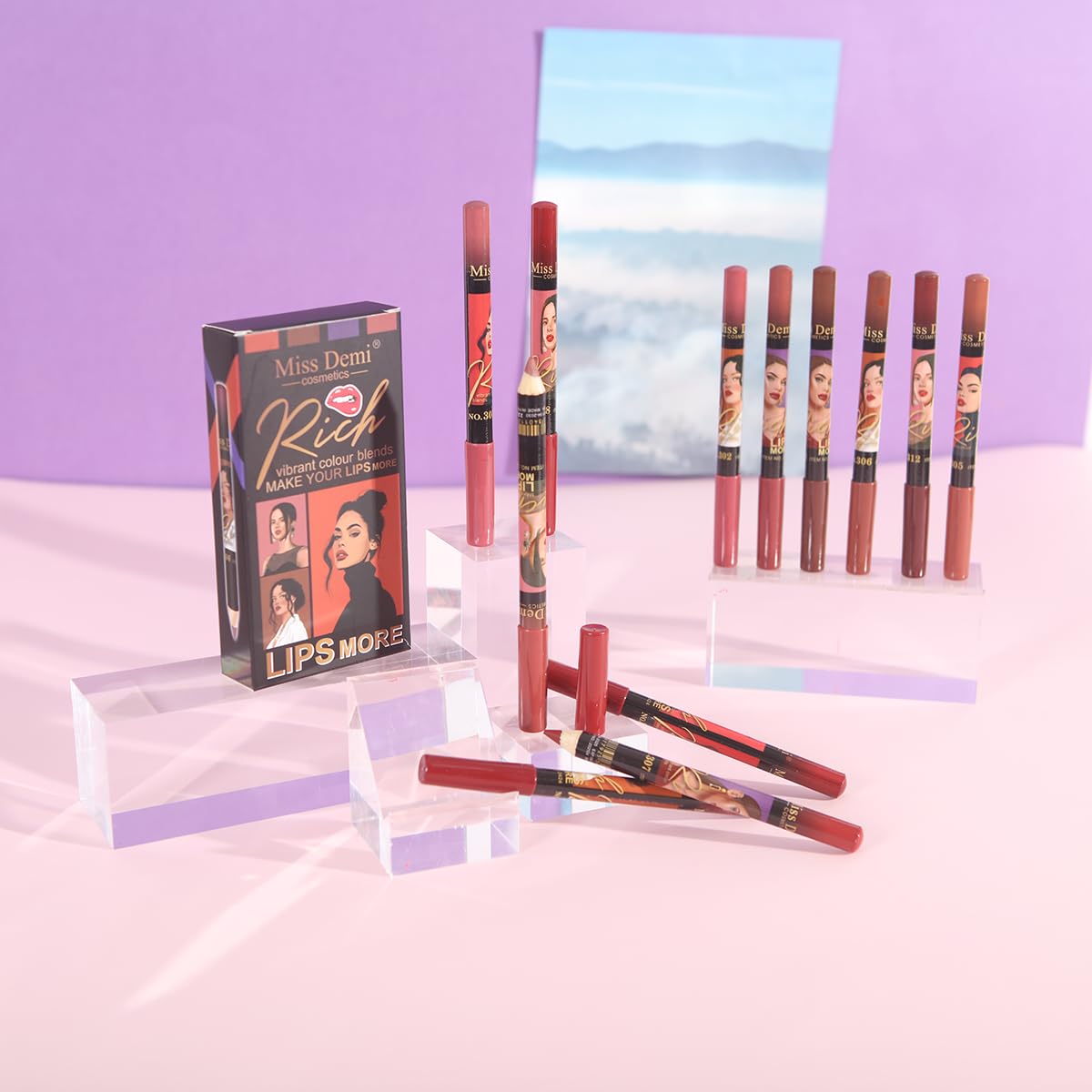 Katiluxiya 12PCS Lip Liner Pencils Set Pack for Shaping & Sculpting Lips, Modifieddark Lip Color Lipsticks,Long-Lasting Waterproof Lipsticks. (03, Color)