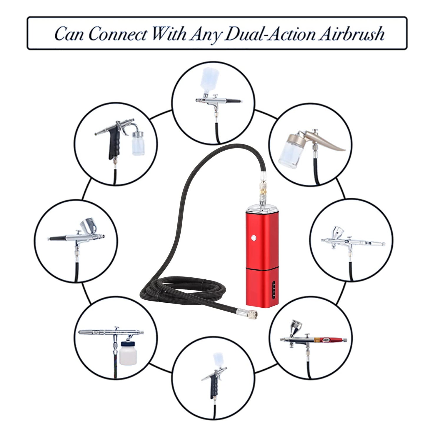 Casubaris Airbrush Kit with Compressor Portable Cordless, Rechargeable Auto Stop Dual Action Air Brush Pen, Match Different Airbrush Gun for Barbers Model Painting Nail Art Craft Makeup