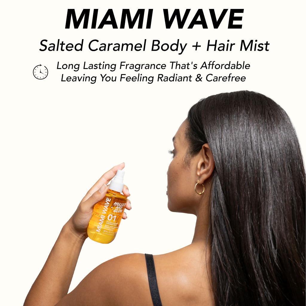 Miami Wave Salted Caramel Body & Hair Mist - Sweet Coconut & Vanilla Scent | 8.11 Fl Oz