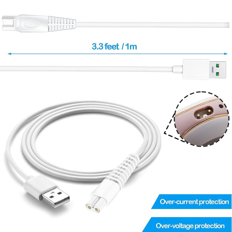 LinMei Replacement Charging Cable for Finishing Touch Flawless Legs Shaver USB Power Cord for Women Electric Trimmer