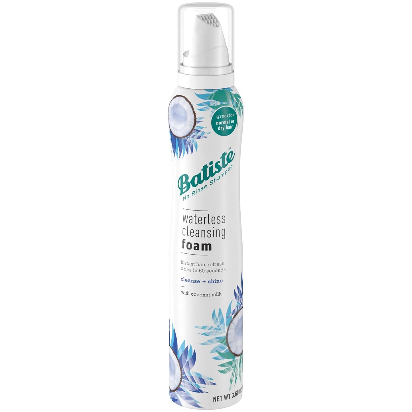 Batiste Cleansing Foam - Waterless Cleanse & Shine with Coconut Milk | 3.6 OZ