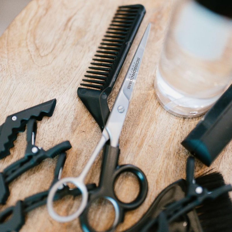 Scissor Comb 2 in 1 Hair Scissors with Comb attached - Cut and Trim Hair At Home with Great DIY Hair Cutting Tool - Professional 440C Stainless Steel Shears with Comb