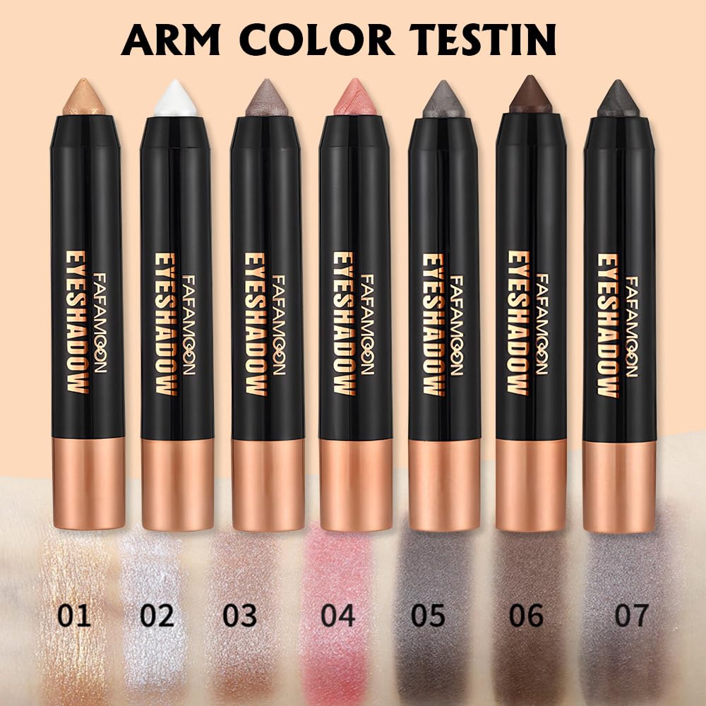 Monochrome Cream Glitter-Shimmer Eye Shadow Stick Palette makeup | 2-in-1 Eyeshadow & Eyeliner Pencil For Mature Women | Waterproof, Vegan & Cruelty-Free | Sombras Para Ojos | 06 Shimmer Dark Brown