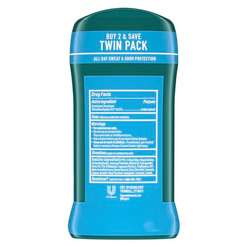 Degree Men Cool Rush Antiperspirant Deodorant Twin Pack 2 x 2.7 oz, Blue