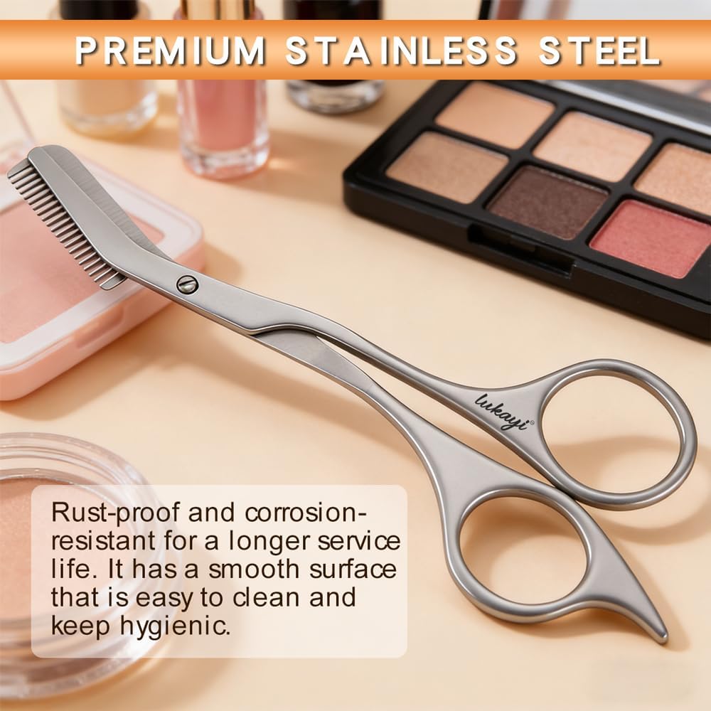 Precision Eyebrow Scissors - Professional Stainless Steel Grooming Tool for Facial Hair & Eyebrow Shaping | Unisex Design