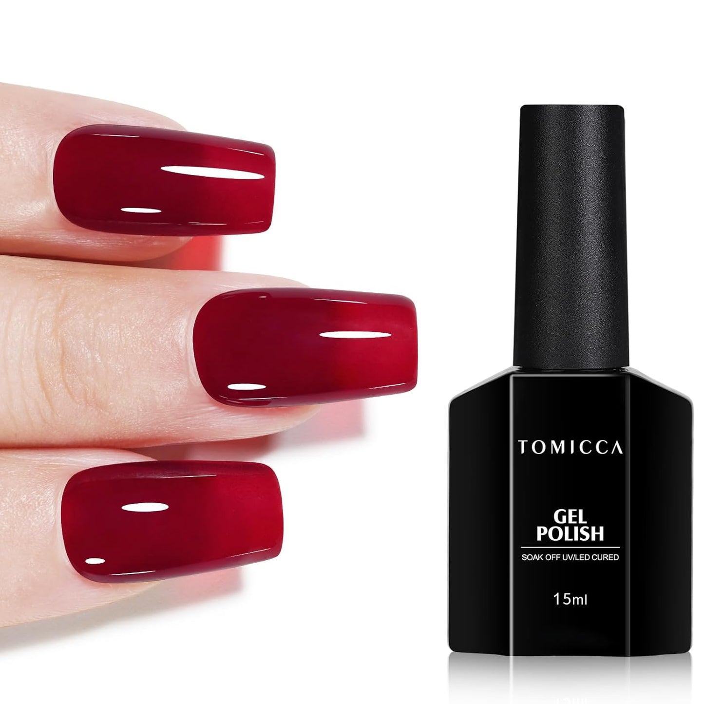 TOMICCA Gel Nail Polish - Dark Orange Autumn Winter Color | Long Lasting High Gloss Soak Off UV LED for DIY Manicure