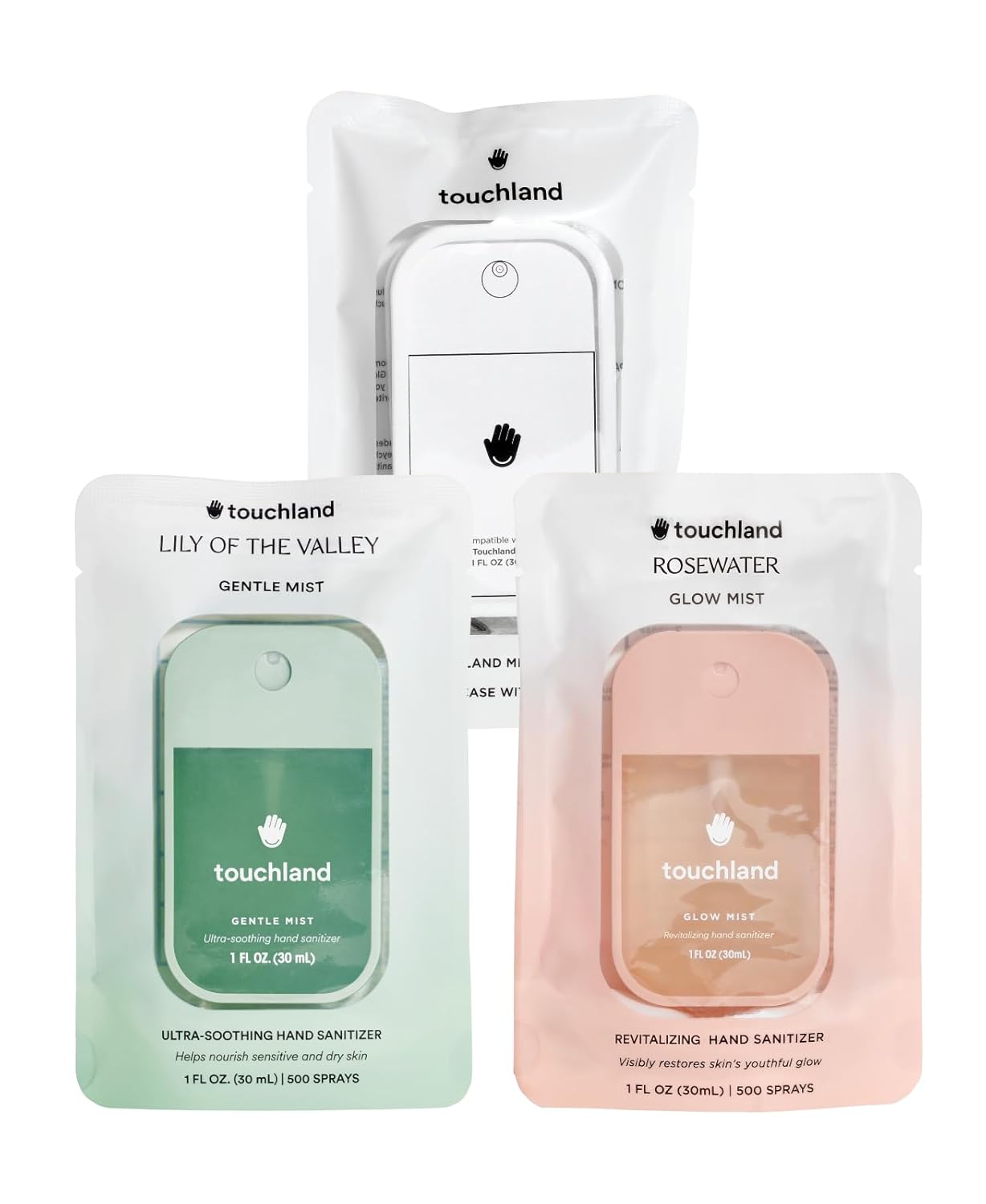 Touchland Hand Sanitizer Spray Set - Glow & Gentle Formula | Travel Size