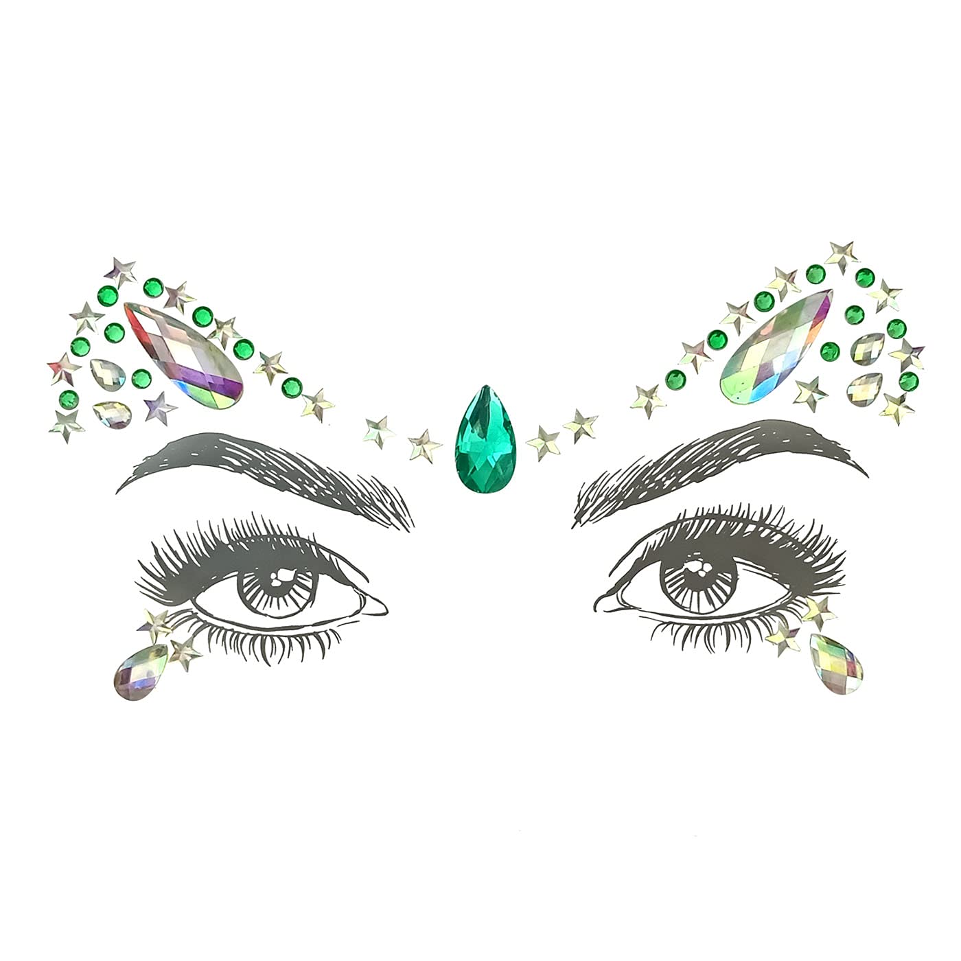 Gemstone Face Stickers - 8 Pcs Rhinestone Face Jewels for Festivals | Halloween & Christmas Party Decor