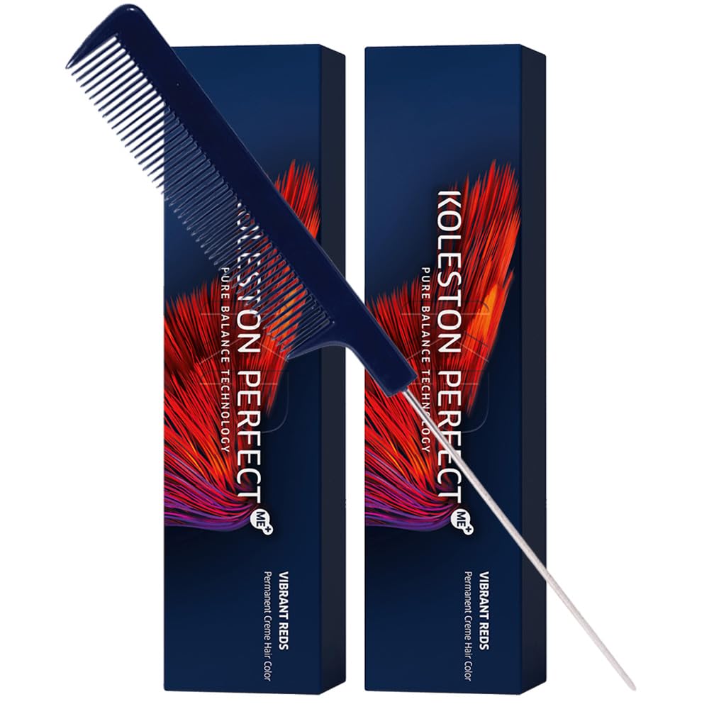 Koleston Perfect ME+ Matte Pearl Permanent Hair Color Creme - 2 Ounce Pack with Pin Tail Comb | Ideal for Vibrant Hair Color