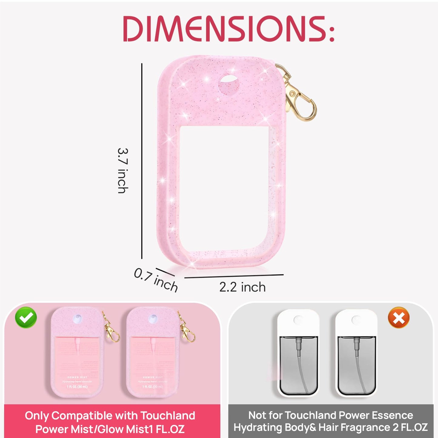 Giramika Silicone Case Compatible with Touchland Hand Sanitizer Spray, Protective Case for Spray 1FL. OZ., Sparkling Pink