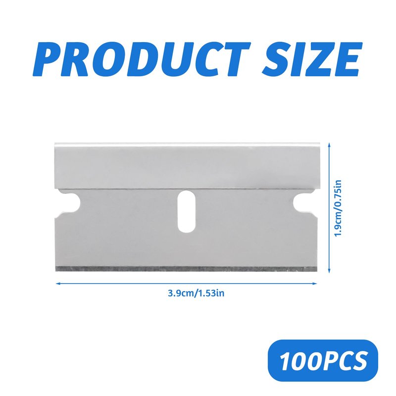 100 Pcs Single Edge Razor Blades, Scraper Blades for Razor Scraper, Utility Knife