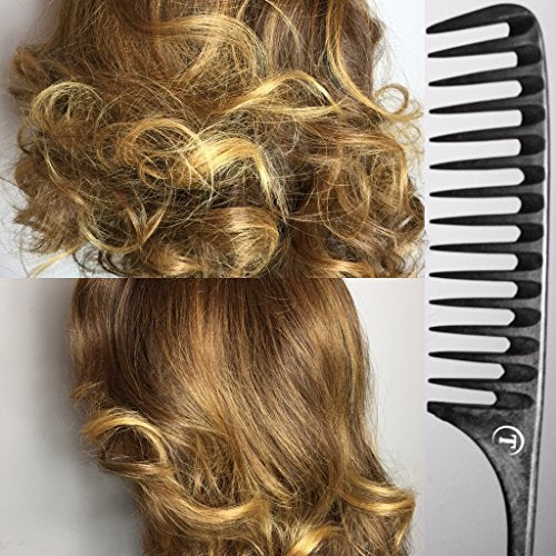 Tearsheet Carbon Wide Tooth Detangling Comb with Tail for All Hair Types