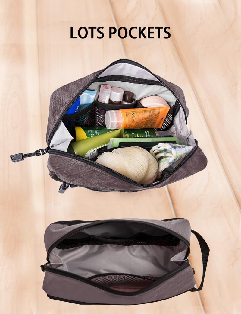 GOX Small Travel Toiletry Bag for Men, Hanging Dopp Kit Organizer with Water-Resistant Nylon, Portable Shower Toiletry Case