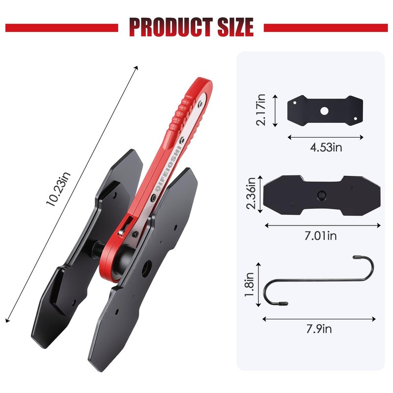 QIFEIOSHI Brake Caliper Compression Tool, 4-in-1 Universal Disc Caliper Tool, 360° Swivel Ratcheting Compressor for Automotive Brake Repair and Installation, Includes 2 Rubber Hooks and Gloves (Red)
