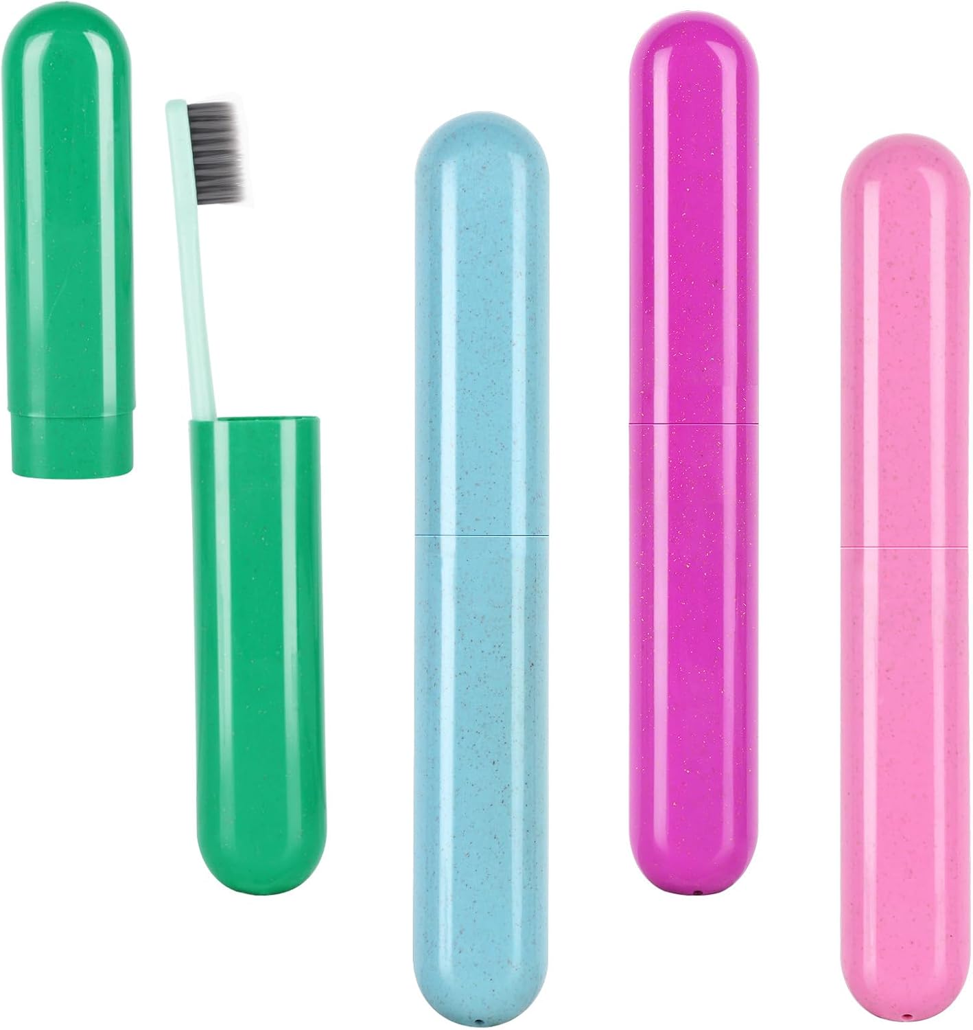 Travel Toothbrush Case - 4 Pack Portable Toothbrush Holders | Durable Plastic Containers for Travel, Camping, Home & School