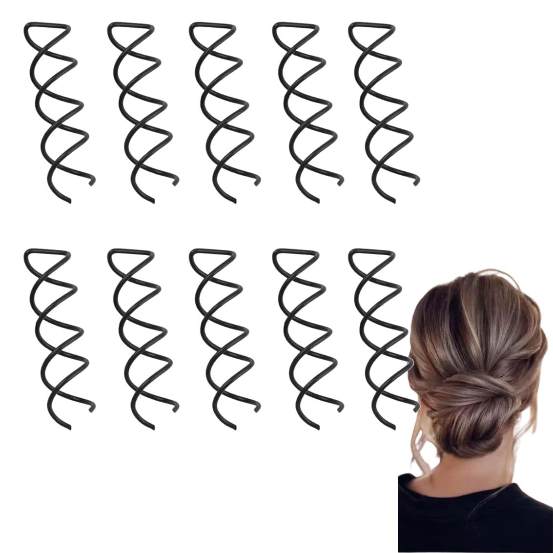 10PCS Spin Pins for Hair, Spiral Bobby Pins for Thick Hair, Metal Hair Twisters, Non-Scratch Hairpins for Women