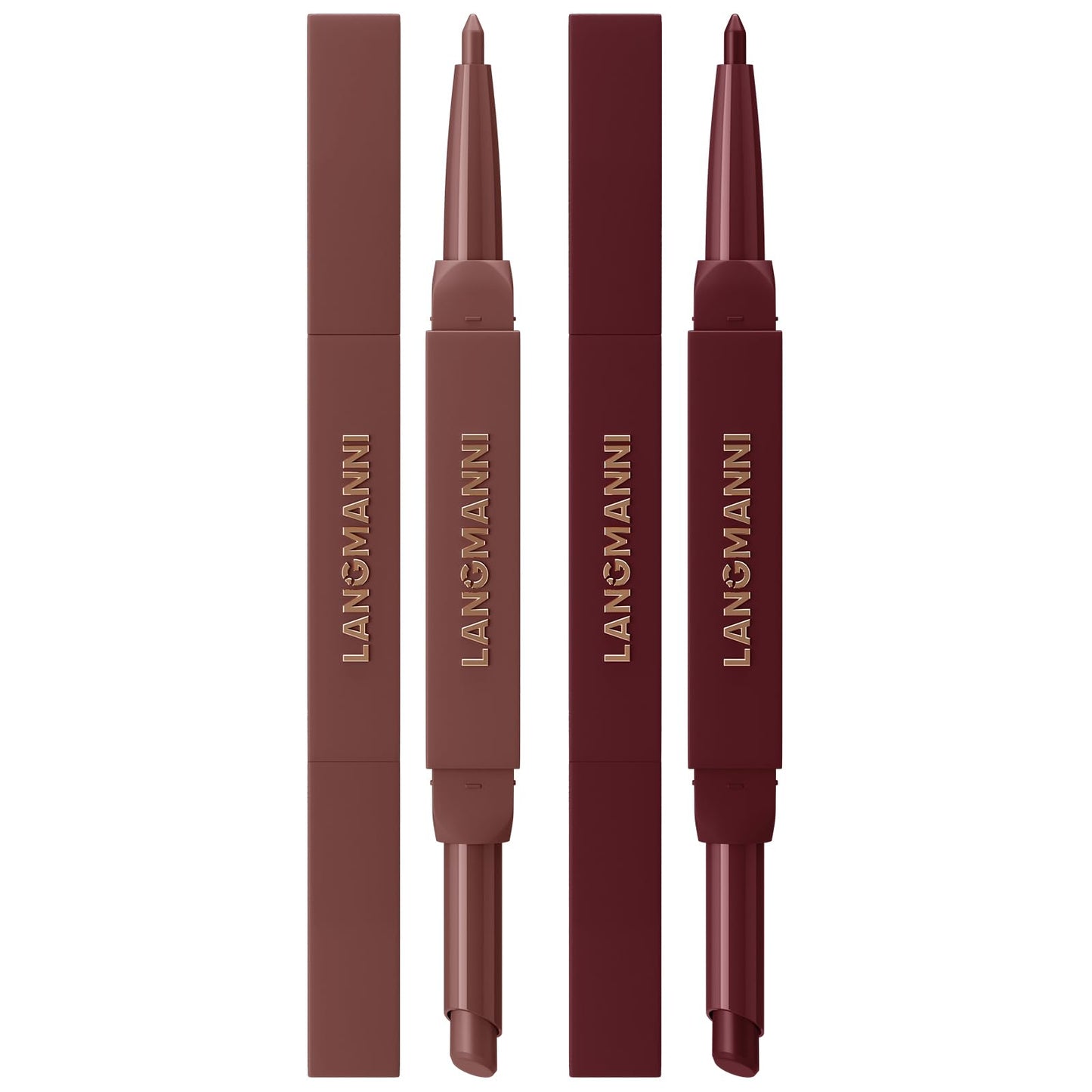 LANGMANNI 2-in-1 Lipstick & Lip Liner Set,2 Colors Set|Angled Lipstick+Matching Lipliner Pencil|Velvet Matte Finish,Long-Lasting & Smudge-Resistant|All-in-One Lip Makeup Kit for Women(#11+12)
