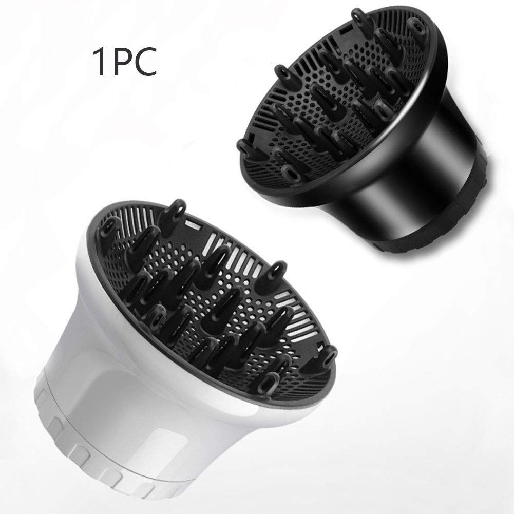 Universal Hair Dryer Diffuser - Curly & Wavy Hair Attachment for Quick Drying | Adjustable 1.4" to 2.6" (Black)