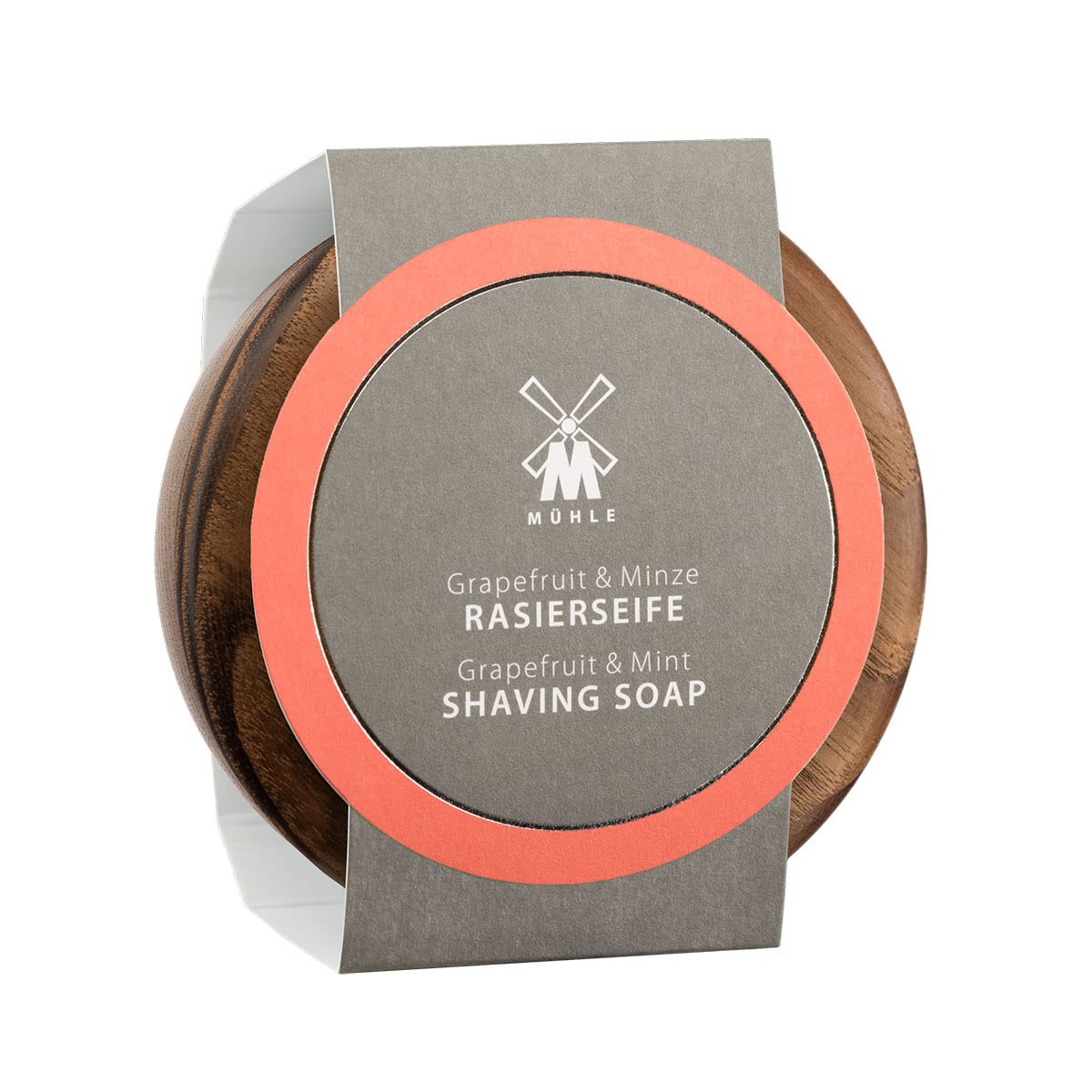 MÜHLE Wooden Bowl With Grapefruit & Mint Shaving Soap, 65 Grams – Shave Soap for Men, Rich & Light Soap Formula, Nurturing Solid Shave Soap Lather, Cooling Effect On Skin