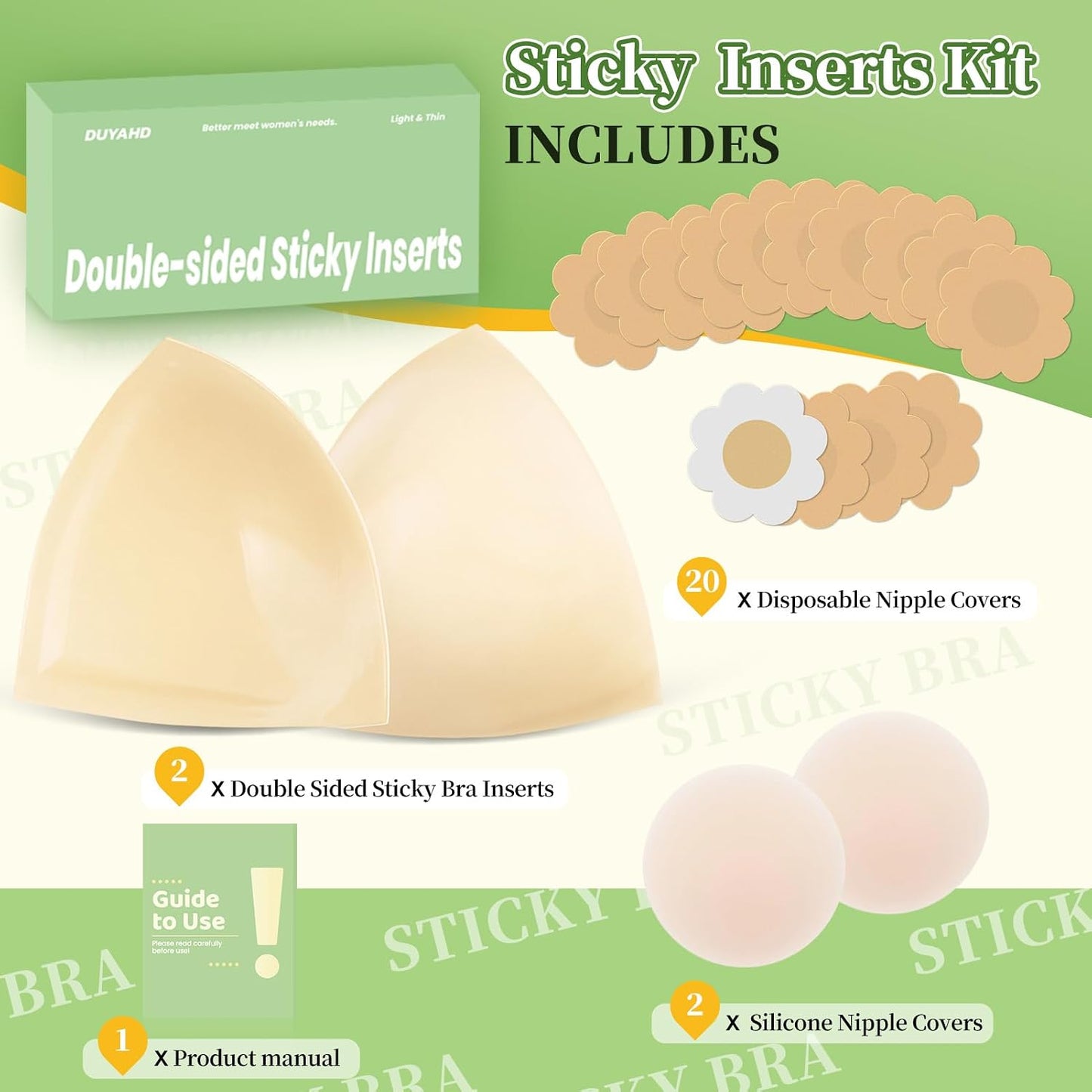 Double-Sided Sticky Bra - Ultra Invisible Lift for D+ Cups | Adhesive Push-Up Pads for Swimwear