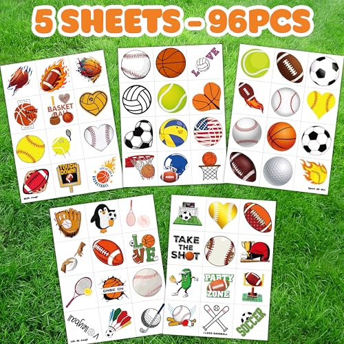 60 PCS Sports Ball Temporary Tattoos for Kids - Birthday Party Favors