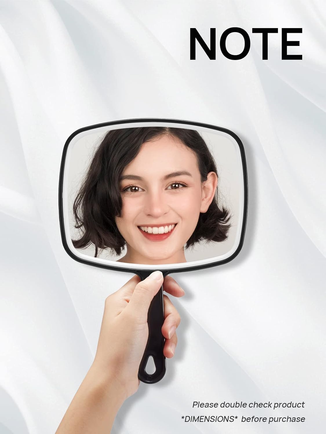 Handheld Mirror - OMIRO Black Makeup Mirror with Handle | 6.3" W x 9.6" L
