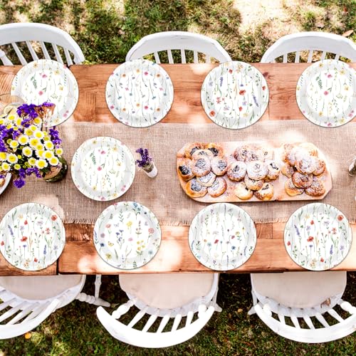 60-Pack Wildflower Paper Plates - 7-Inch Floral Dessert Plates for Parties