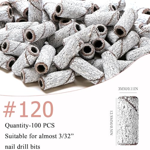 100PCS 120 Grit Nail Drill Bits with Mandrel for Acrylic Nails
